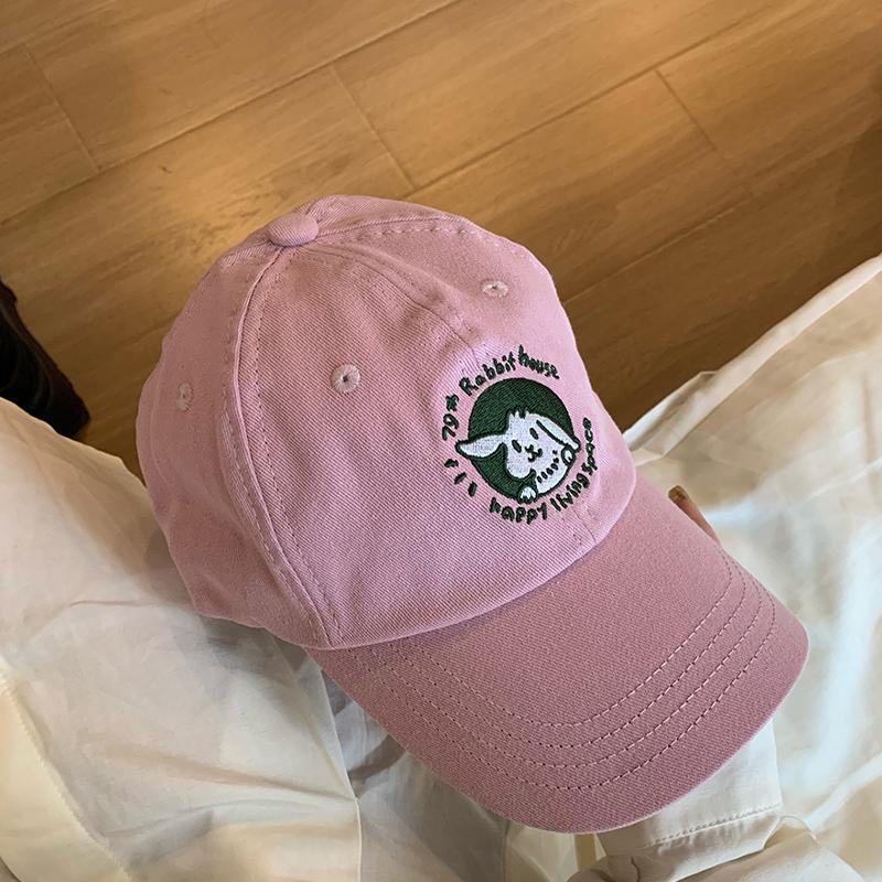 

Бейсболка с вышитыми буквами кролика для женщин, повседневная универсальная кепка-утконос розовый