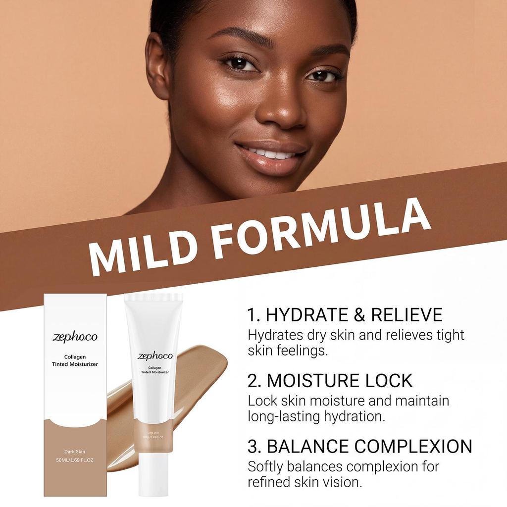 Zephoco Hydrating Tinted Moisturizer – Deep Tone, Breathable, Soft Feel, Easy Spread