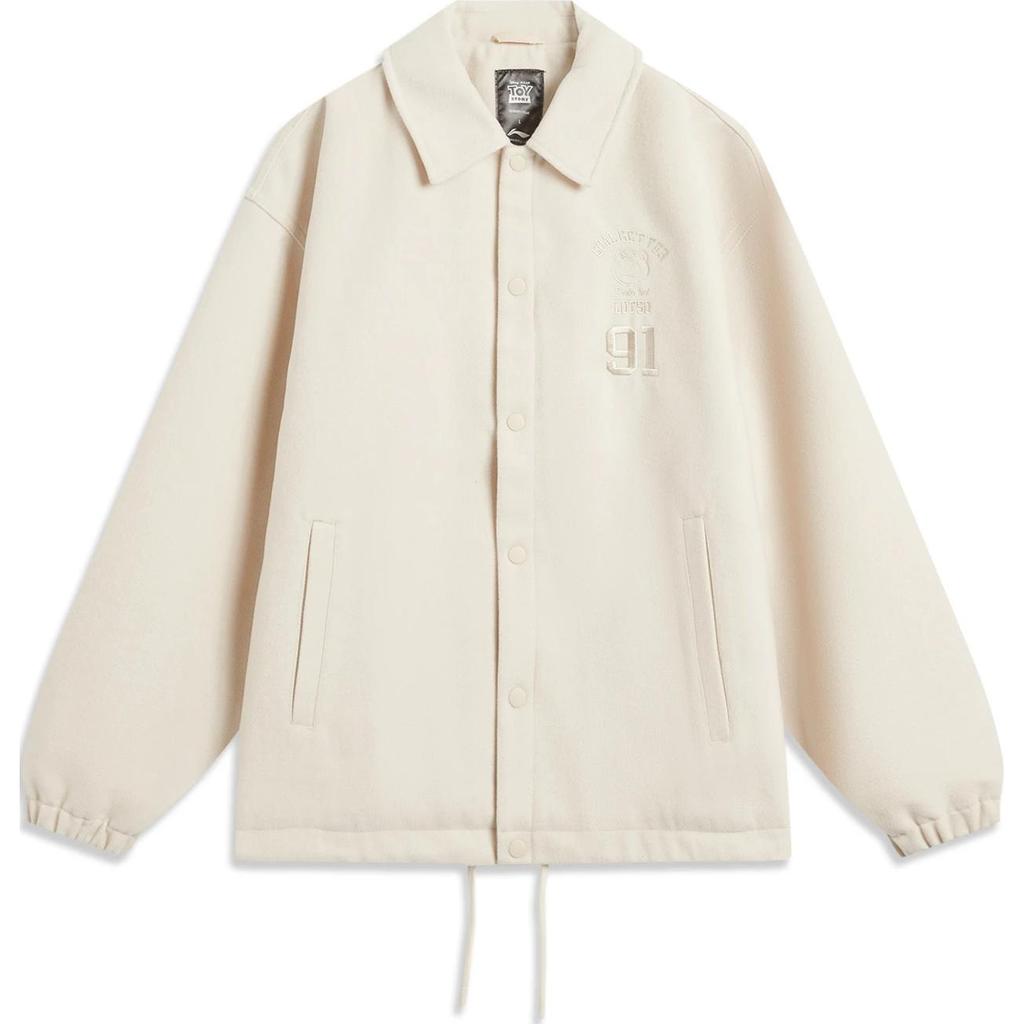 Li Ning Disney Collaboration Series Letter Single-Breasted Lapel Loose Jacket Men Jacket Rock-White Gray AJDU269-2