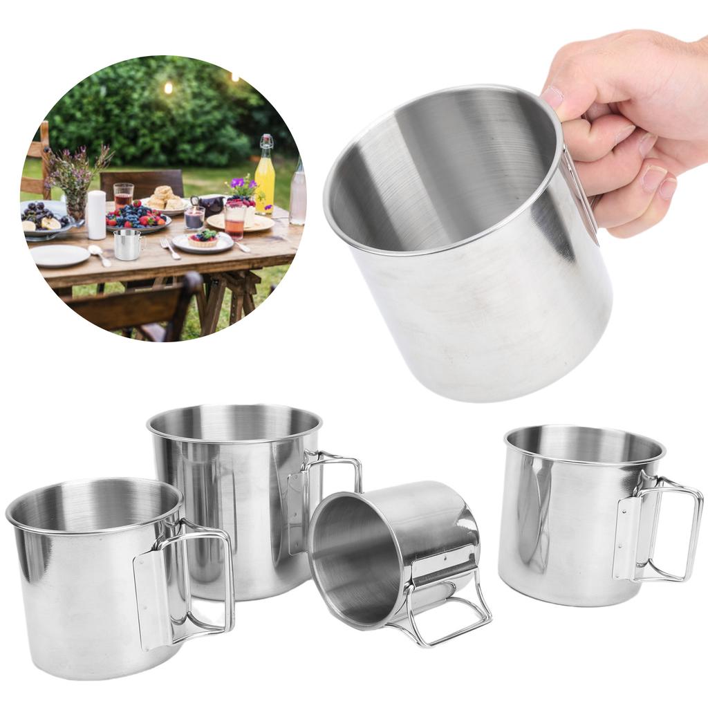 Cheap 4pcs Outdoor Stainless Steel Cup Foldable Handle Nesting Cups for