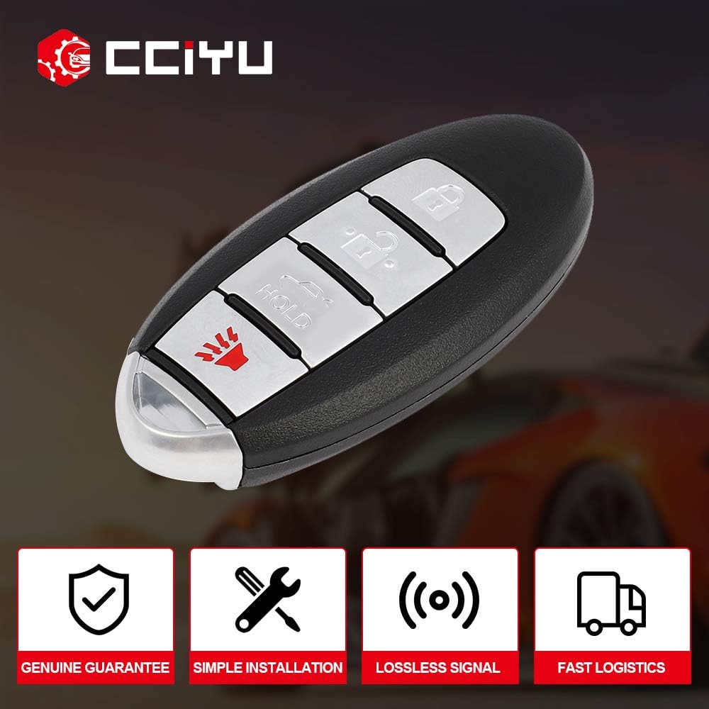 cciyu X 1 Remote UNCUT ignition key fob 4 Buttons Keyless Entry Remote Fob 433 MHZ 46 chips 11 12 13 14 for Infiniti M37 M56 M35h QX56 QX40 with