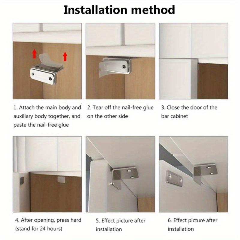 2 Stück Selbstklebender Riegel L-Typ Unsichtbarer Starker Magnetischer Stahl Schnappriegel Türsaugung Schrank Schrank Schließer Heimwerkerbedarf