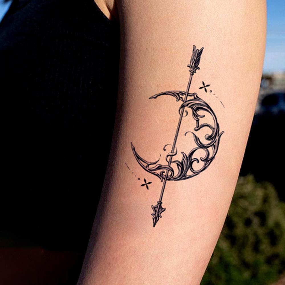 6 Sheets Temporary Tattoos Stickers, Fake Body Arm Chest Shoulder Tattoos for Men or Women with Tiny Black Tattoos Waterproof an