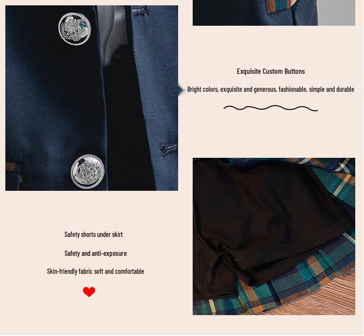 British Style Formal Plaid School Uniform Set for Girls