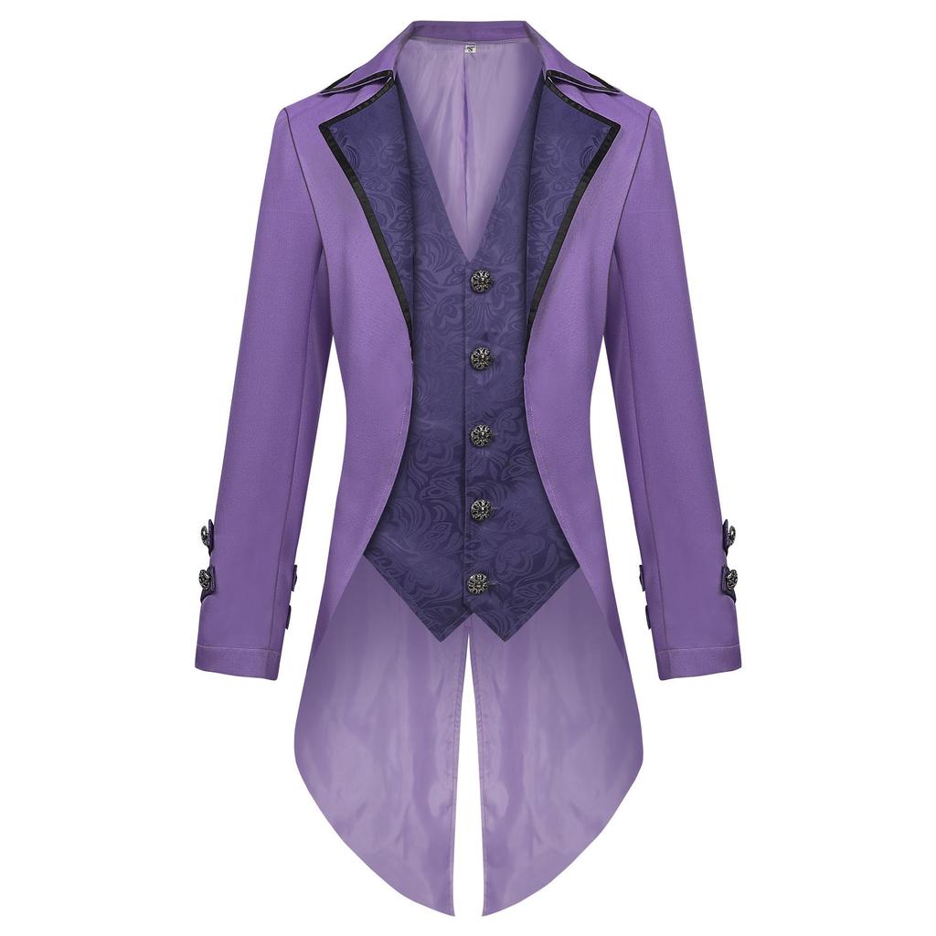 Men's Medieval Retro Christmas Tuxedo Coat - Mid-Length Punk Style