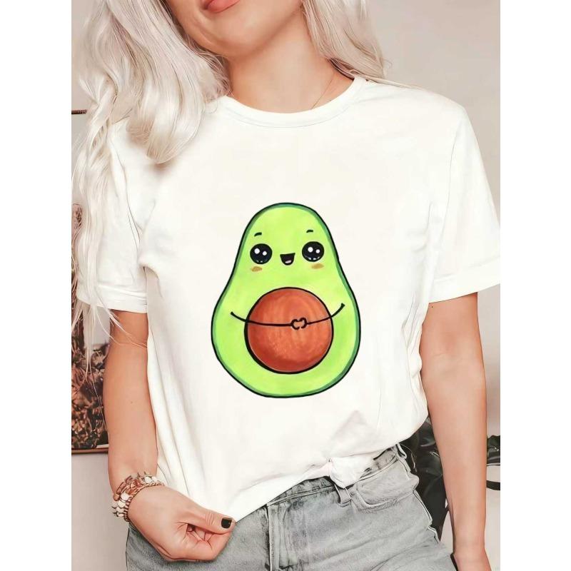 Avocado Print Oversized T-Shirt Black Cute Avocado Design For Casual Wear And Everyday Outfits