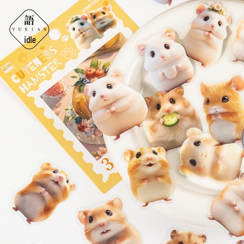 Yuxian PET Cuteism Animal Stickers: 30 Die-cut Pieces, 4 Styles, Assorted Shapes