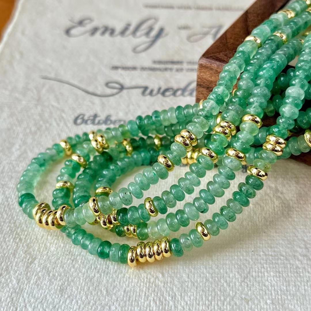 

New Natural Stone Dongling Jade Flying Saucer Bead Necklace Women S Summer Versatile High-End Niche Collarbone Chain
