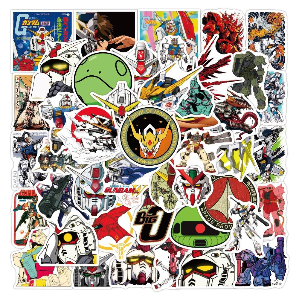 50Pcs Gundam Cartoon Graffiti Stickers Waterproof Diy Decals For Phone Laptop Skateboard Notebook Water Bottle Ipad Car Decor