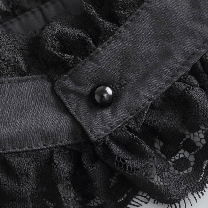 Women Faux Collar Eyelash Flower Lace Detachable Blouse Collar Necklace with False Sleeves Cuffs Set Clothing Accessory