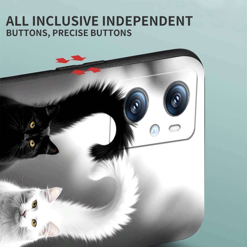 Anime cartoon cat illustration For OPPO Reno 5 6 7 A96 A40 A58 Realme GT A74 A78 Neo2 A74 A78 Find X5 X3 X7 X8 Black Phone Case