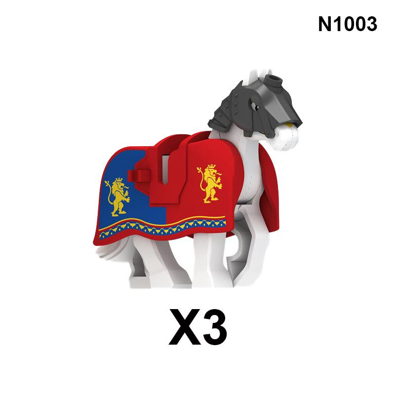 Military Building Blocks Medieval Solider Knights Equipments Mount War-Horse Wolf Flag Vests Shields Fiery Dragon Mini Brick Toy