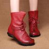 Original Genuine Leather Low Heel Ankle Boots - Retro Style for Autumn/Winter Women's Fashion