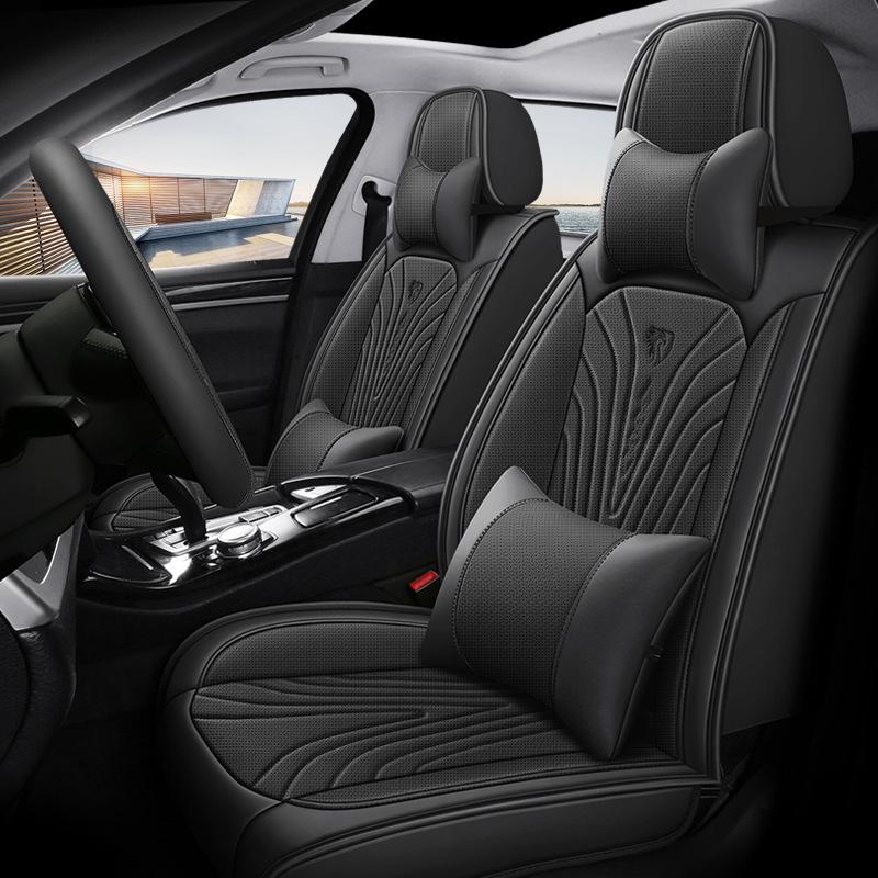 Breathable Perforated Leather Car Seat Cushion - Universal Full Coverage for All Seasons