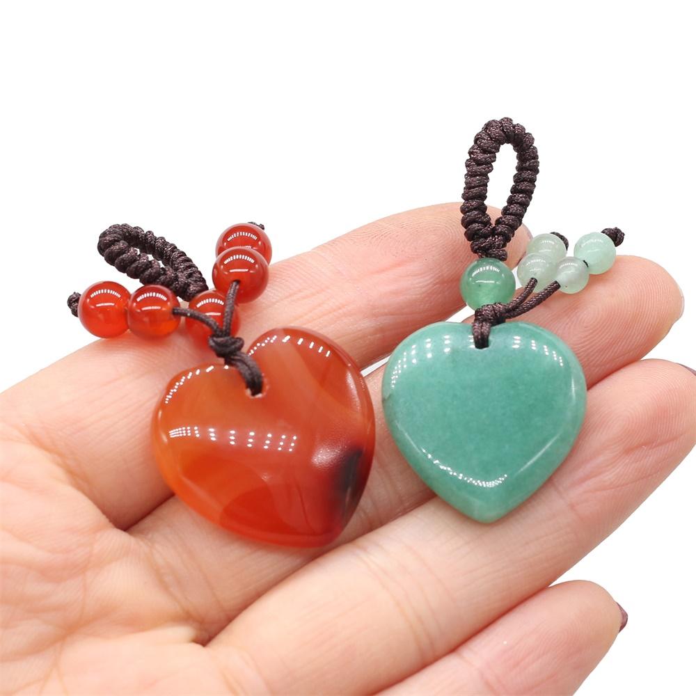 1 szt. breloczek do kluczy z kamienia naturalnego w kształcie serca, breloczek z kryształu uzdrawiającego Reiki w stylu Ins, z agatu, ametystu, kamienia szlachetnego, dla kobiet, biżuteria, prezent na Dzień Matki, Dzień Ojca