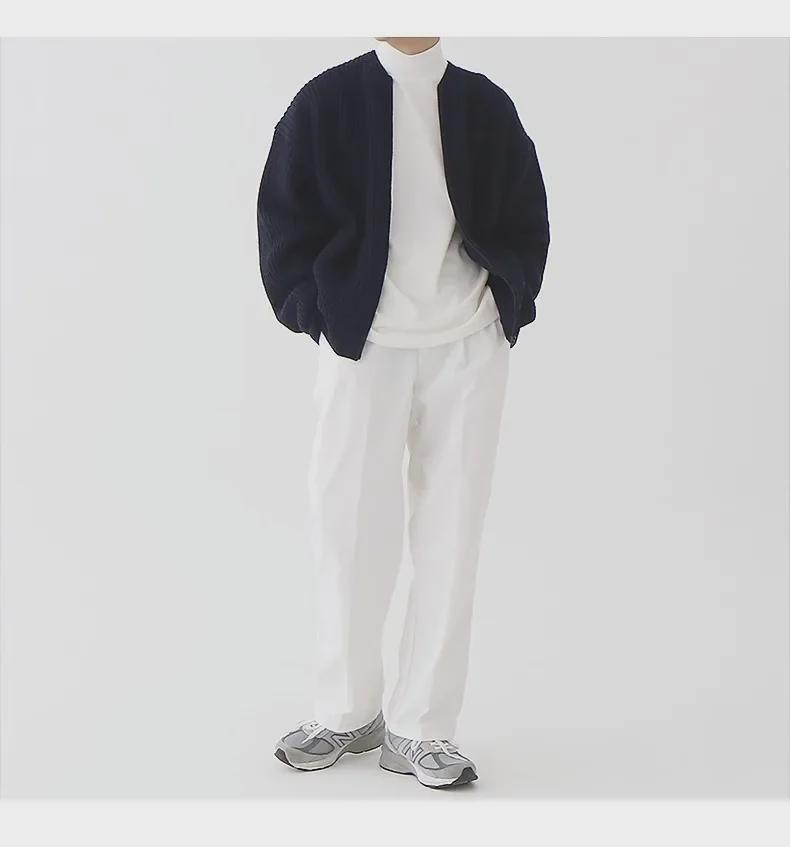 Męski kardigan dzianinowy w jednolitym kolorze na jesień/zimę 2024: Modny, Casualowy, Pasujący do wszystkiego, Okrągły dekolt, Dostępne duże rozmiary