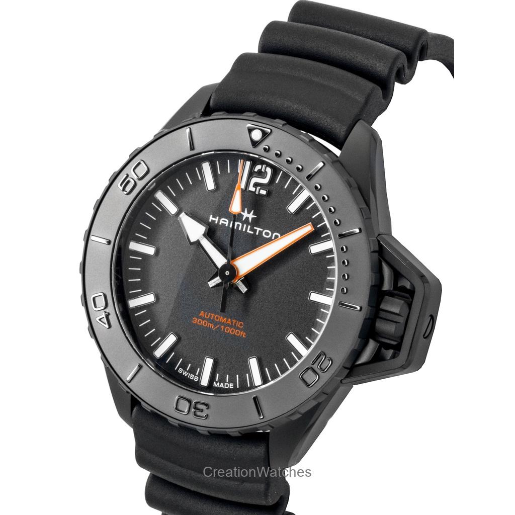 Hamilton Khaki Frogman Rubber Strap Black Dial Automatic Diver's H77855330 300M Men's Watch