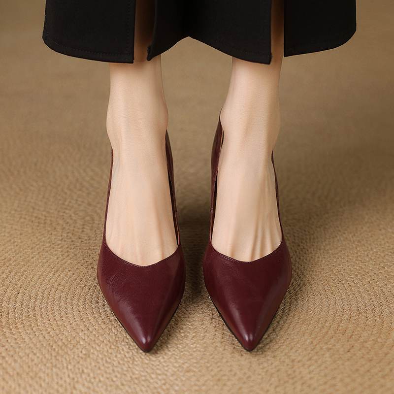 Krazing Pot Sheep Skin Summer Autumn Thin High Heels Party Shoes Women Pointed Toe Concise Shallow Pumps