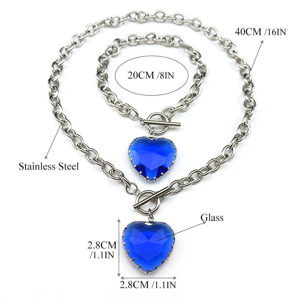 18K Gold-Plated Peach Heart Crystal Necklace for Women