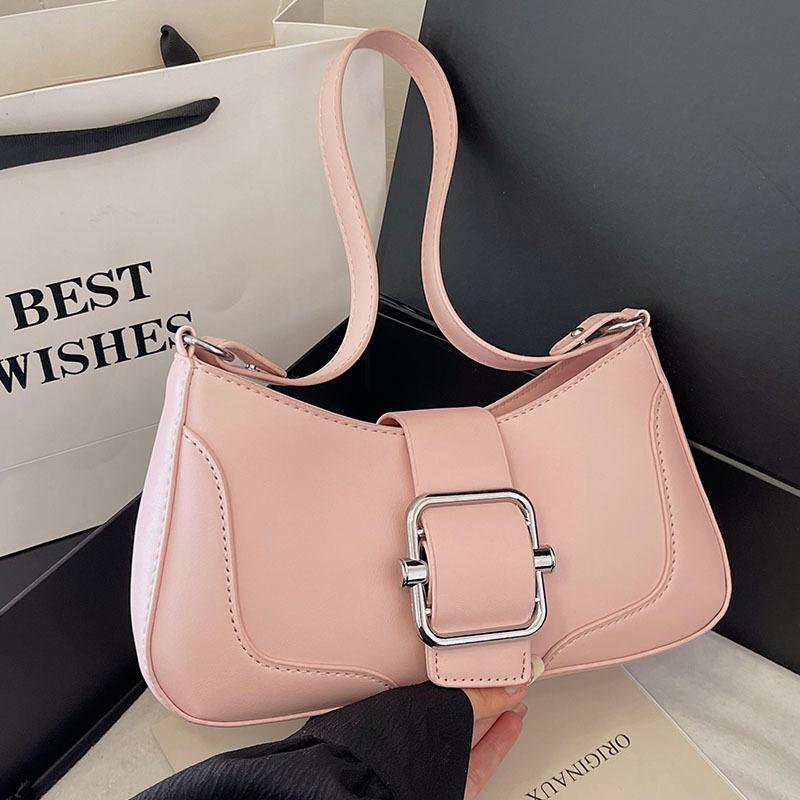 Pink Underarm Bag for Women  Spring Summer New Simple Versatile Shoulder Bags Simple Texture Fashion Crossbody Bag
