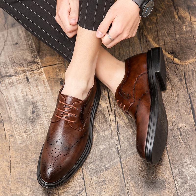 Men's Breathable Black Soft Shoes for Man Leather Spring Autumn Best Business Driving Formal Wear Casual Leather Men's Shoes