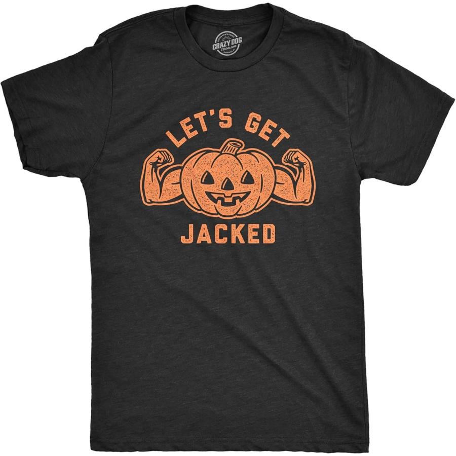 Mens Let s Get Jacked T Shirt Funny Halloween Pumpkin Jack-o-Lantern Graphic Tee XXXXXL разноцветный