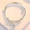 Korean Style Silver Bell Bangle: Retro Ethnic Women's Bracelet with Bead, Perfect for Wedding Gifts