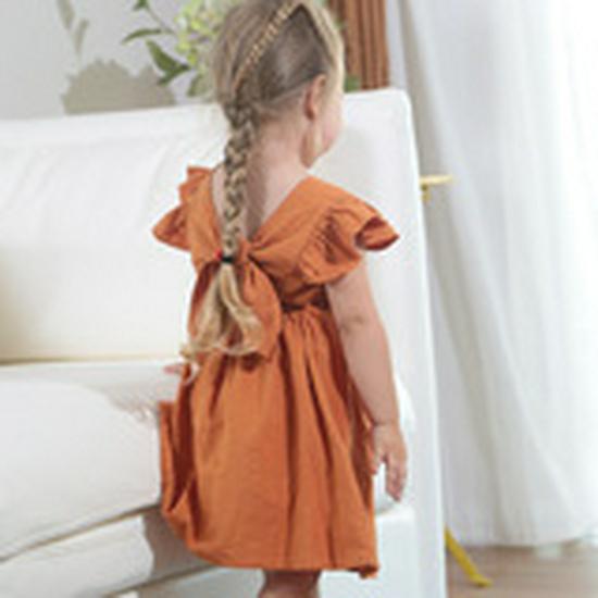INS Summer Style Cotton Strappy Dress for Toddlers & Girls, Solid Color Patchwork Mesh Princess Puffy Skirt