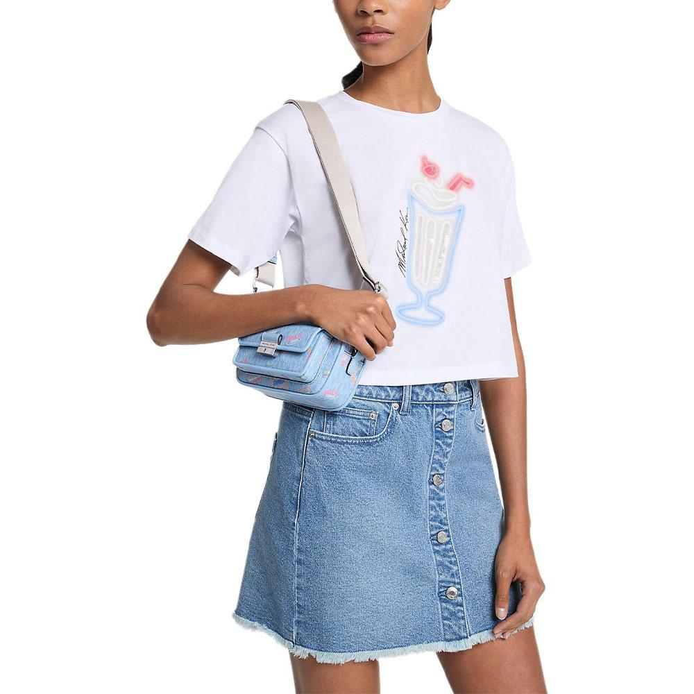Michael Kors Sequin Pattern Cotton Short Sleeve T-Shirt Women Tops JT551SB97J-0100