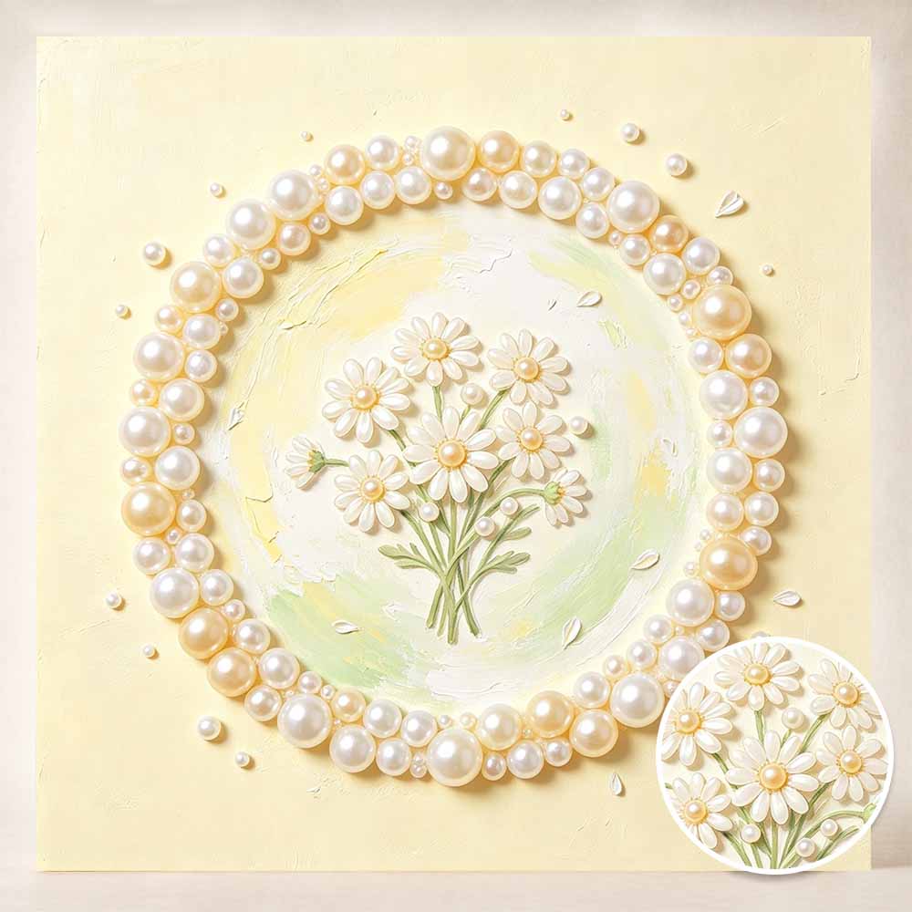 Pearl painting kit DIY daisy flower bouquet. home or office wall decoration
