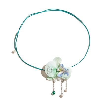 Kordelzug Schmetterlingsorchidee Schlüsselbein Kette Schnürung Koreanischer Stil Choker Blumen Halskette Bankett