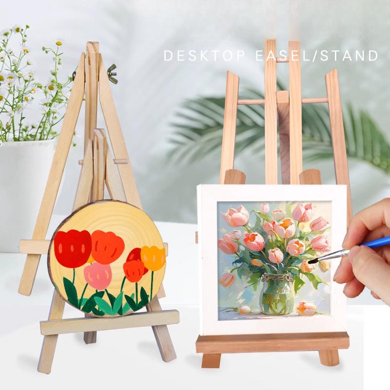 Wooden Triangular Easel, Mini Desktop Photo Frame TCG Card Stand, Foldable Painting Easel, Sketch Children's Small Art Easel