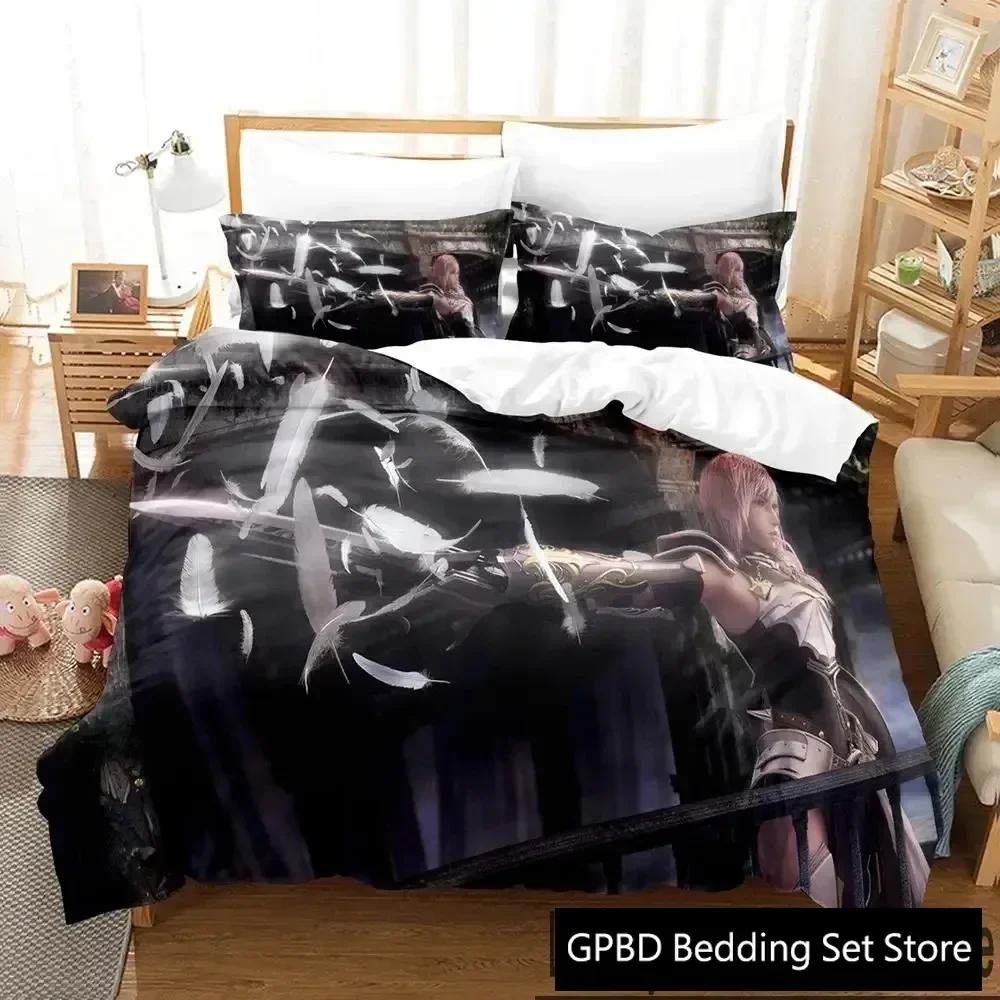 Anime Game Final Fantasy Xiii-2 Bedding Set 3D Printed Suitable For Bedroom Duvet Cover Set With Pillowcases Kids Home Textile