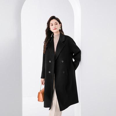 Women's Mid-Length Double-Sided Cashmere Melton Coat, 2025 Autumn/Winter Collection.