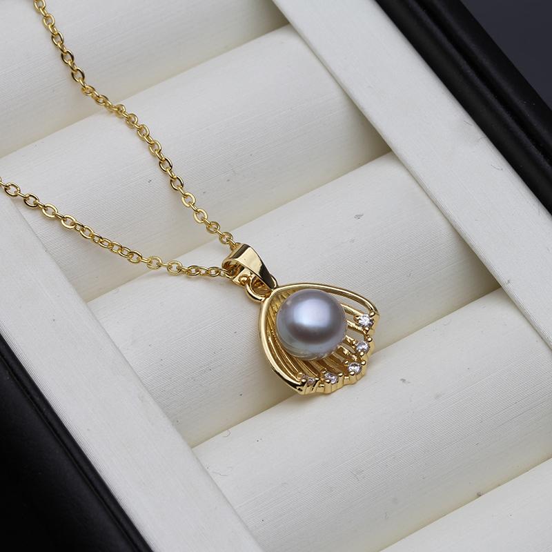 Classic Flower Freshwater Pearl Pendant For Women White Black Leaf Natural Pearl Pendants Party Gift