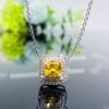 Luxury New Necklace, Copper Inlaid Pillow-shaped 6 * 6 Ice Flower Yellow Diamond Necklace, Fashionable Women's Collarbone Chain