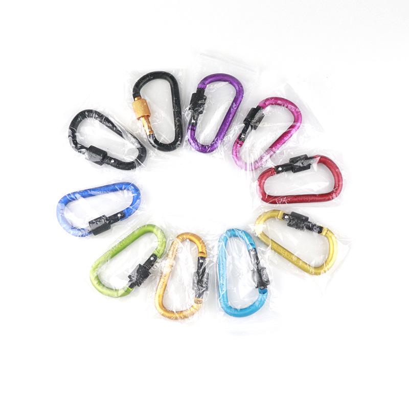 Large D-Type Aluminum Climbing Hook with Quick Link & Keyring