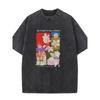 Vintage Gothic Rose Print T-Shirt Unisex Washed Crew Neck Casual Oversized Tee Y2K Streetwear Short Sleeve