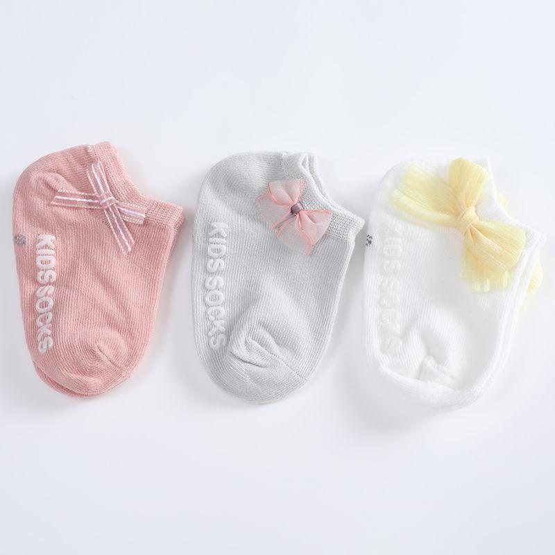 3 Pairs/lot Spring Baby Solid Color Cotton Socks Infant Floor Socks Children Girls Soft Anti-slip Boat Socks  0-5 Years