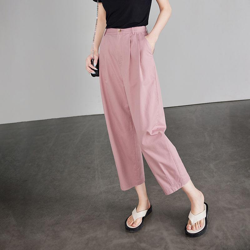 Casual Wide-leg for Women In Summer New Style Sickle Small High Waist Loose Slim Harlen Nine-point Straight Pants for Women