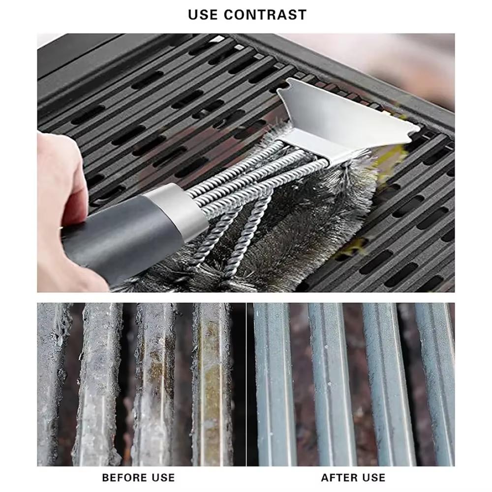 Barbecue Grill Bbq Brush Clean Tool With Deluxe Handle Stainless Steel Bristles Non-Stick Cleaning Brushes Barbecue Accessories