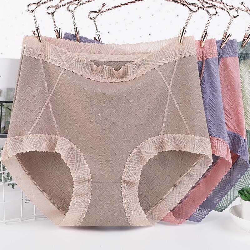 Damen-Höschen mit hoher Taille, Sommer-Baumwollspitze, Übergröße