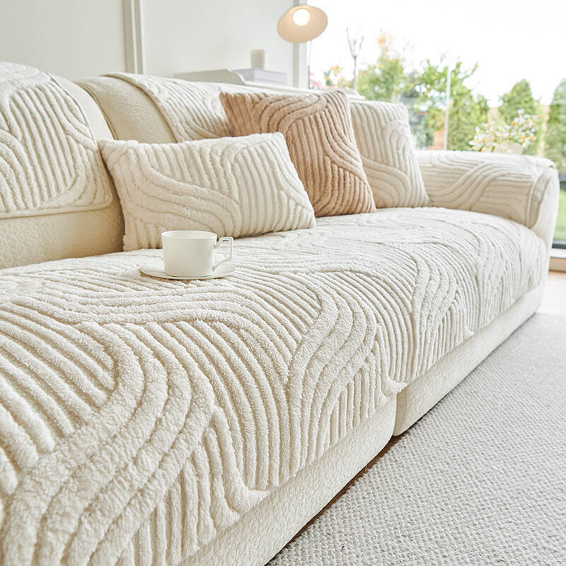 New Sofa Cover Cloth Towel, Thickened Non-Slip Seat Cushion In Autumn And Winter, Straight Row Leather Sofa Cover, Plush Sofa Cushion