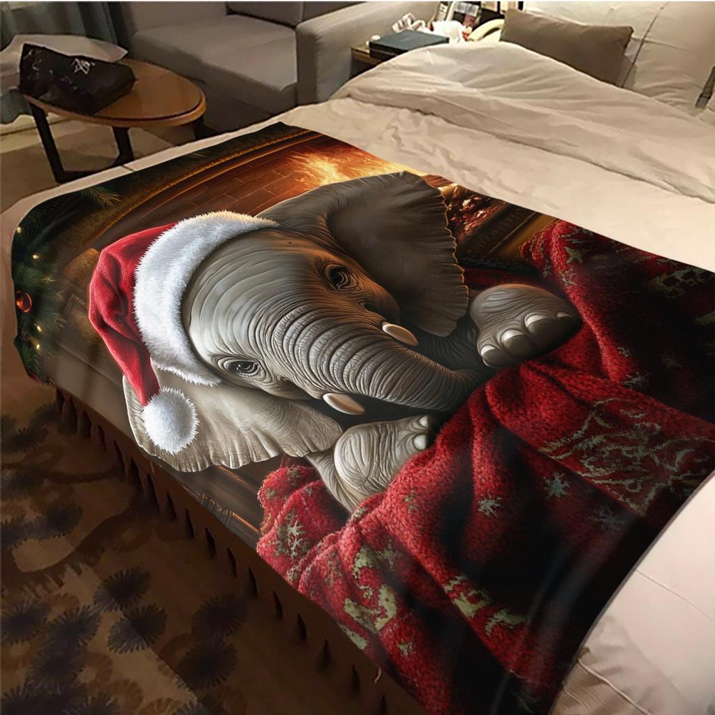 1Pc Cartoon Print Flannel Blanket, High Quality Comfortable for All Seasons, Home Decor, Warmth and Comfort, Perfect for Christmas Birthday Gift