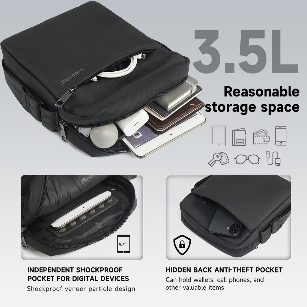 Tigernu Men Messenger Bag High Quality Waterproof Shoulder Bag For Men Business Travel Crossbody Bag Male Mini Bag