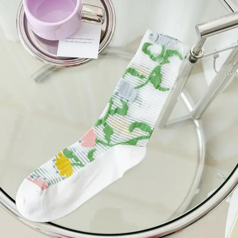 

Носки из шелка с цветочной вышивкой и кристаллами, летние эластичные длинные носки, ажурные тонкие дышащие сетчатые кружевные носки, ультратонкие прозрачные