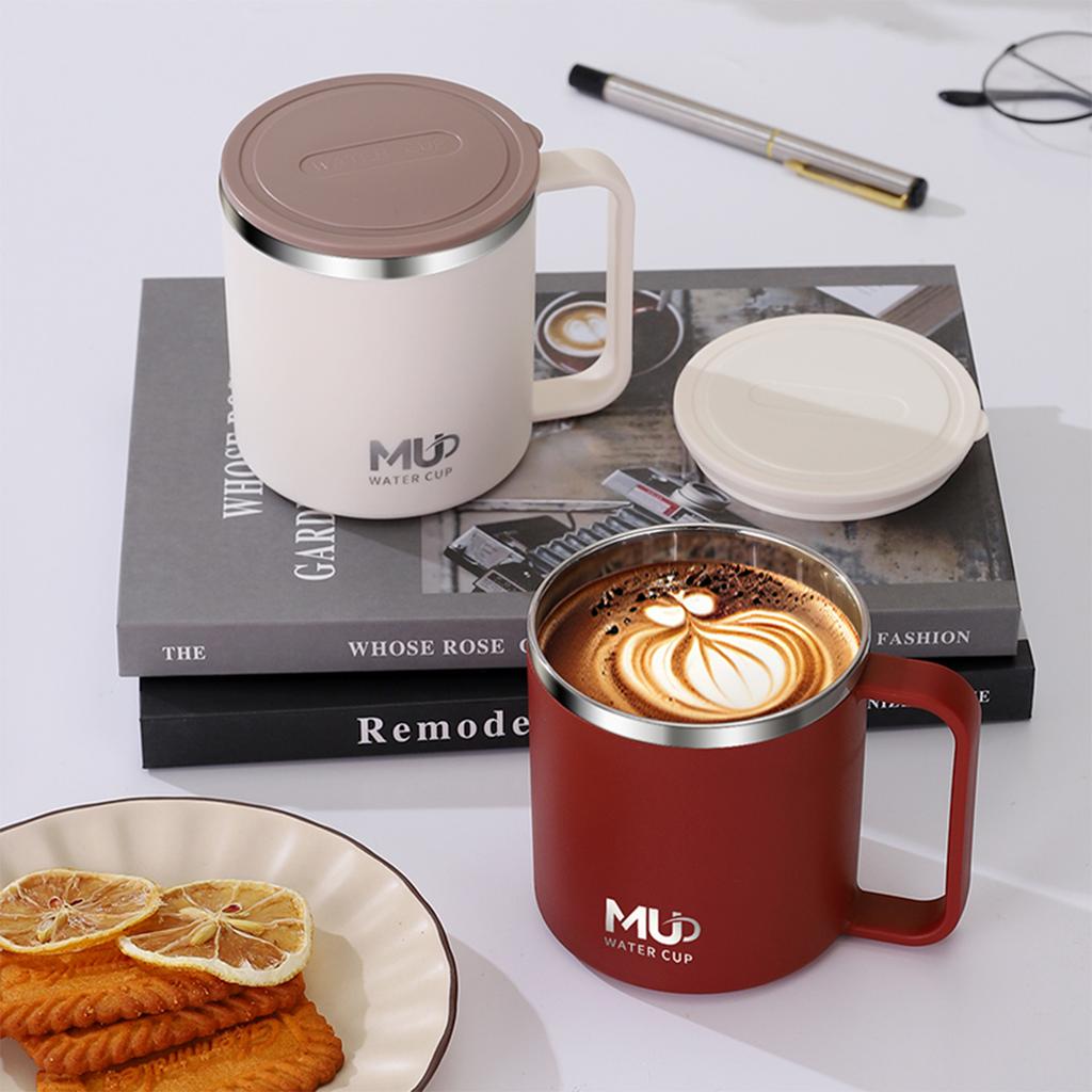 400ML Portable Insulated Mug 304 Stainless Steel Coffee Cup With Handle Cold And Hot Resistant Drinking Cup For Student Adult