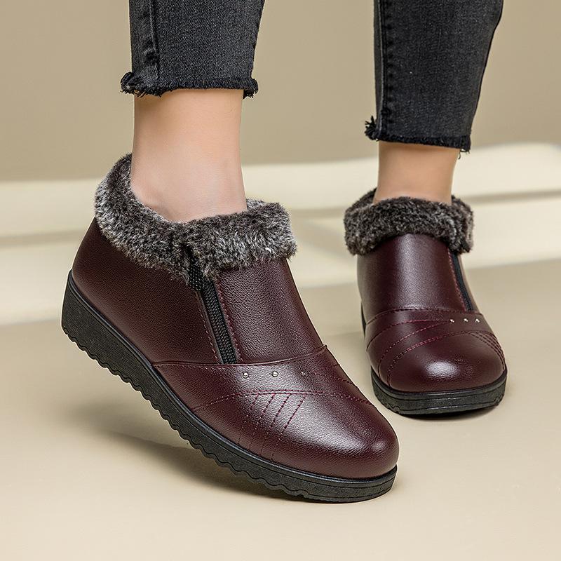 Vodotěsné sněhule Dámské ležérní lehké teplé zimní boty z měkké kůže Boty pro seniory Nové dámské kotníkové krátké boty