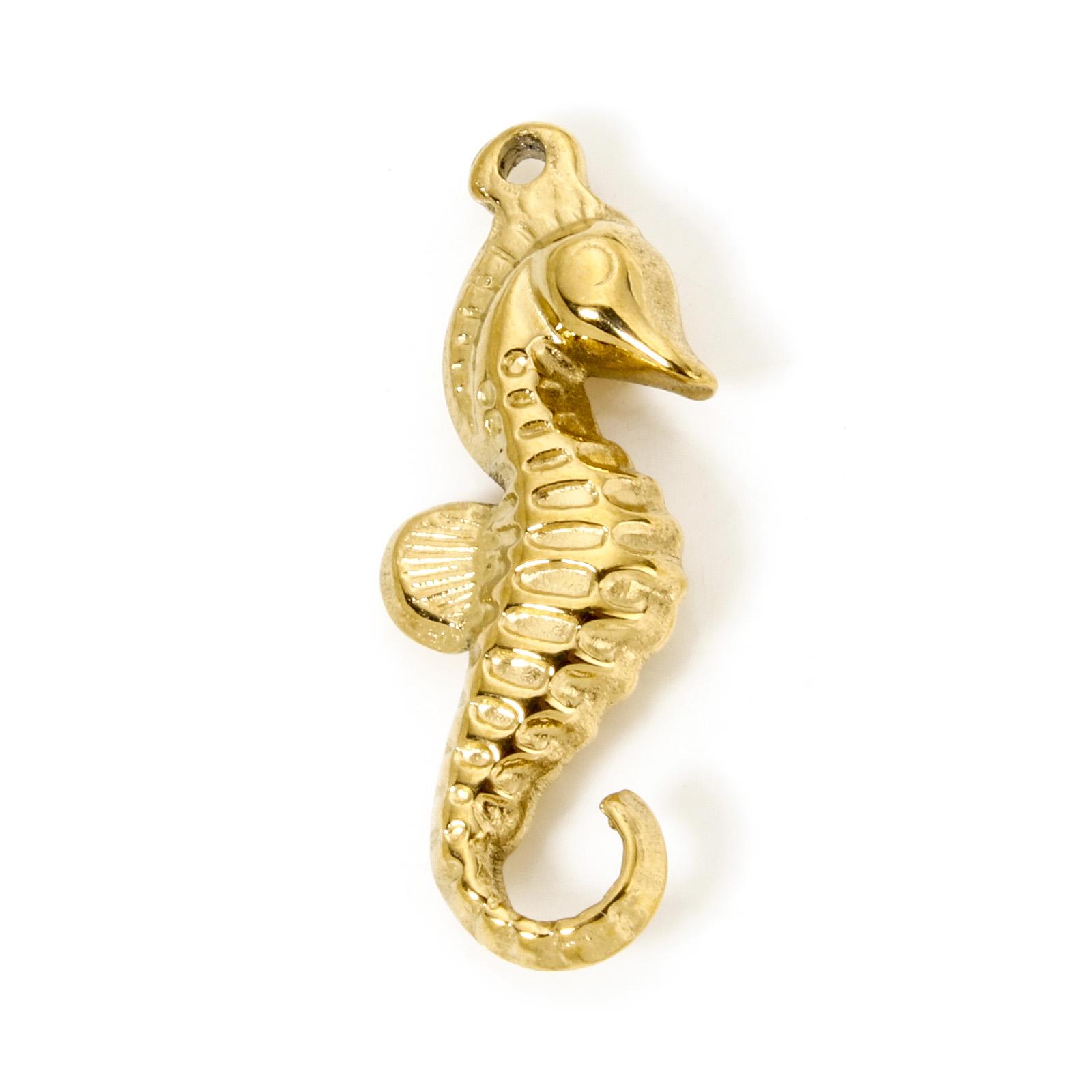 

1 Piece 304 Stainless Steel Ocean Jewelry Pendants 18K Real Gold Plated Seahorse Animal Shell 3D Charms For DIY Necklace Making