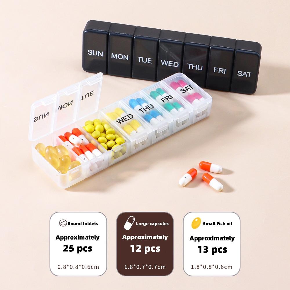New Portable Premium Weekly Pill Cases 7 Day 7 Grids Pill Organizer Storage Box Container Travel for Medicine Vitamins Fish Oils